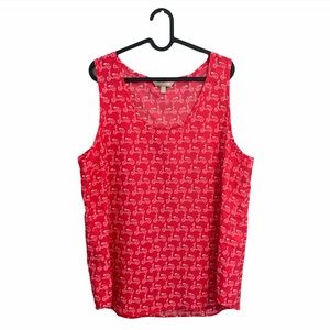 Banana Republic Factory Red Scooter Print Sleeveless Blouse